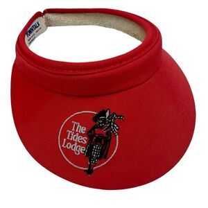 VINTAGE Town Talk Red Visor THE TIDES LODGE Hat Golf Made in USA Irvington VA